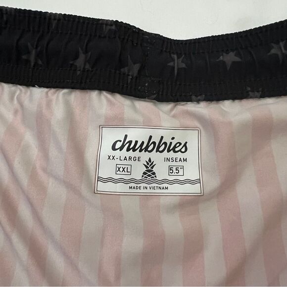 Chubbies 5.5” inseam XXL men swim trunks with liner American flag black stars - Picture 5 of 7